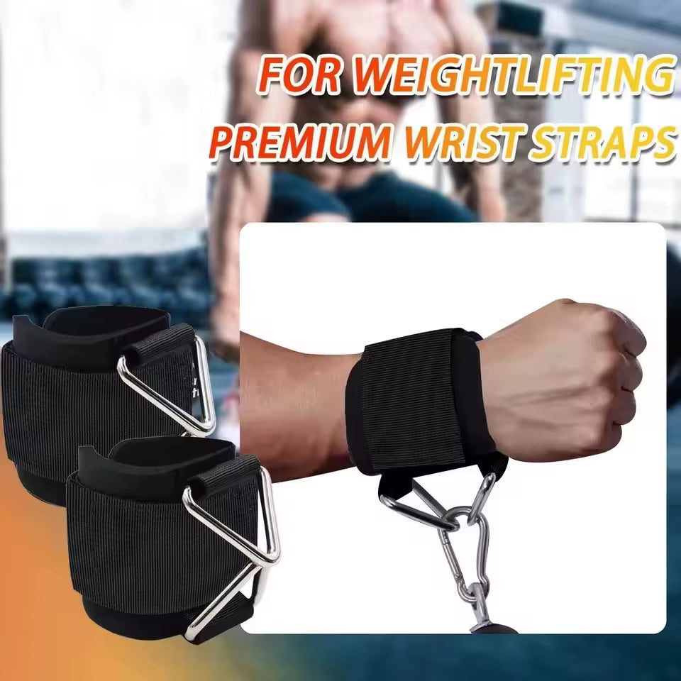 1 PC Heavy Duty D Ring Weight Lifting Wrist Straps Adjustable Deadlift Straps for Cable Machine Gym Workout Fitness Strength