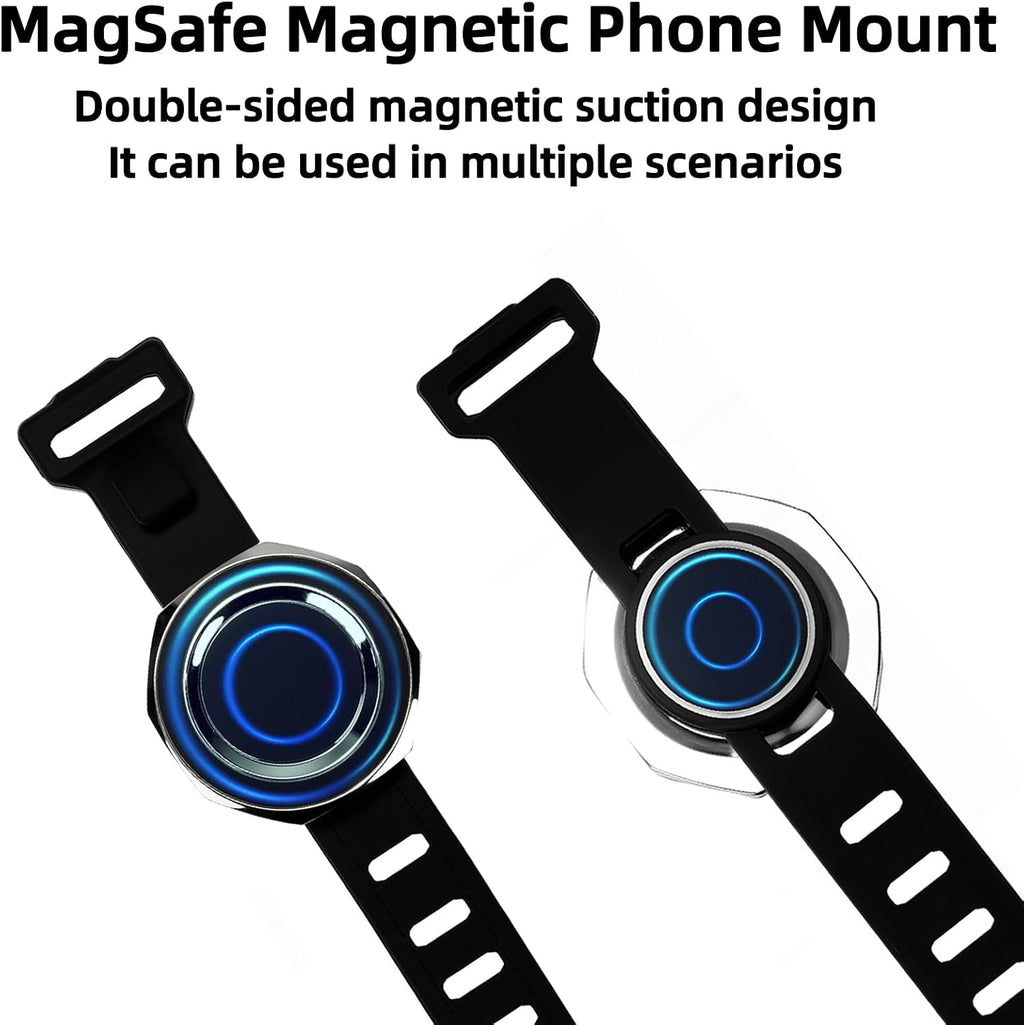 Magnetic Phone Mount with Flexible Bendable Mounting, Compatible with Magsafe, Gym, Steering Wheel, Stroller & Wrist Strap, Universal for Iphone 17/16/15/14/13/12, Treadmill, Shopping Cart